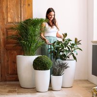 Frostsicher Handgefertigter Keramik Blumentopf "Platon" - Weißer Übertopf, Stilvolle & Robuste Außendekoration, Langlebig, Wetterfest von Provencelia