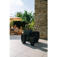 Keramik Blumentopf Terracotta - Merovee Eisblau | Handgefertigt Frostbeständig Ø 30 cm × H 45 von Provencelia