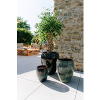 Keramik Blumentopf Terracotta - Poseidon Eisblau | Handgefertigt Frostbeständig Ø 36 cm × H 43 von Provencelia