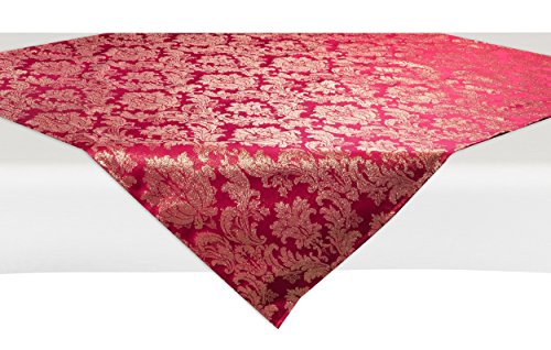 Elegante stilvolle Mitteldecke, Tischdecke Lurex-Jacquard, rot, Christmas, ca. 100x100cm von Provencestoffe von Provencestoffe.com