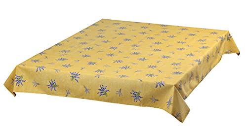 Provencetischdecke, gelb mit Lavendel Allover, mit Lotuseffekt, von Provencestoffe.com von Provencestoffe.com
