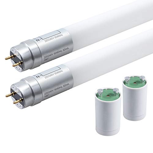 LED-Röhre 60cm 2er-Pack 7,5W 1.100 Lumen neutralweiß 4.000K G13 mit Starter für KVG/VVG von Proventa