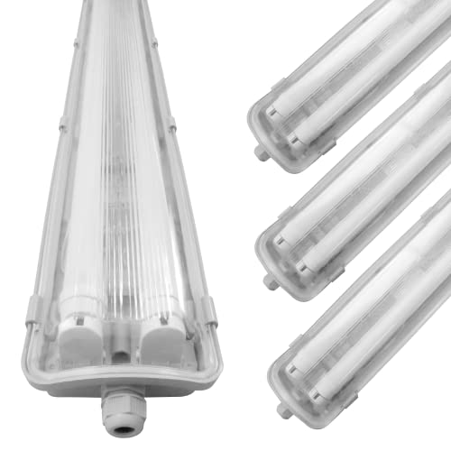 Proventa LED-Feuchtraumleuchte 120 cm, Sparset 4 Stück, je 2 LED-Röhren, IP65, 4.000 K, 36 W, 4.320 Lumen von Proventa