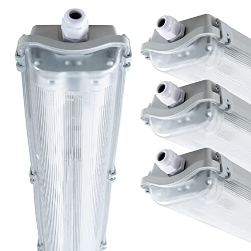 Proventa LED-Feuchtraumleuchte 60cm 18W 2x Röhre G13 kaltweiss - 4x Sparpack von Proventa