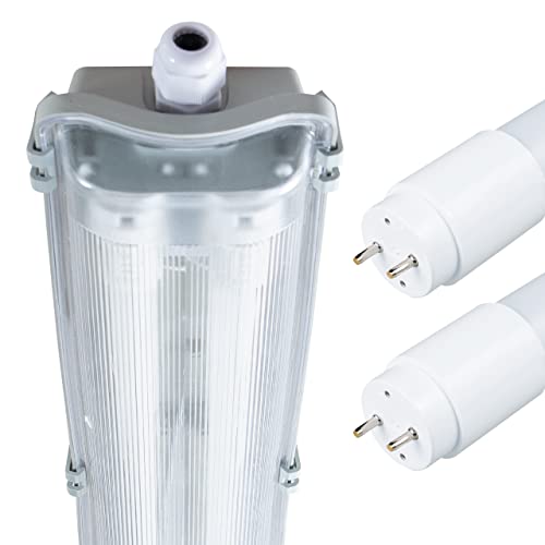 Proventa LED-Feuchtraumleuchte 60cm 18W 2x Röhre G13 kaltweiss von Proventa