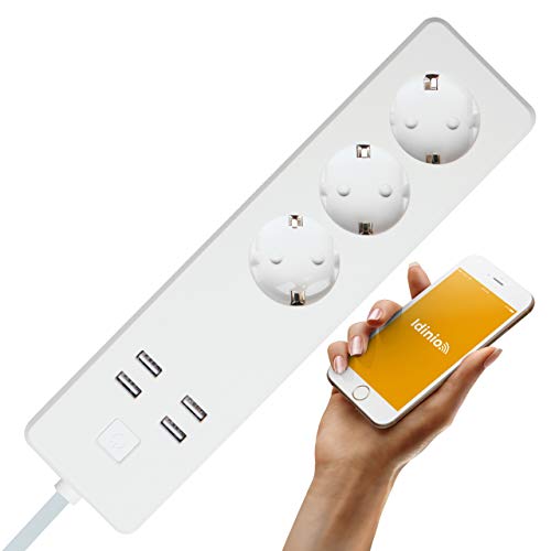 idinio® Smart 3-fach Tischsteckdose Extender 3, jede Steckdose einzeln schaltbar + 4x USB, ideal für Server, NAS, Raspberry Pi, sofort per WLAN nutzbar, kostenlose App, Skill für Echo von Proventa