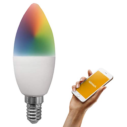idinio® Smart RGB-Kerze 470 color, 1 Stück, E14, dimmbar per App, warmweiß + RGB, 5 Watt, WLAN, App für iOS und Android, Skill für Echo von Proventa