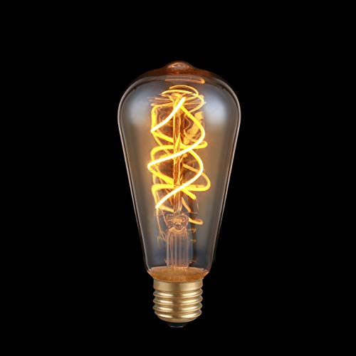 proventa® Edison Filament-Birne | dimmbar | E27 | 5 Watt | Doppelwendel | 2.200 K | Bernstein | Form ST64 | LED-Leuchtmittel | Dekolampe | Vintage | Retro von Proventa