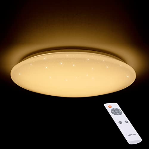 proventa® LED-Sternenhimmel Deckenleuchte Ø 74 cm mit Fernbedienung, 45 Watt, Lichtfarbe von 3.000-5.500 K einstellbar, stufenlos dimmbar, Nachtlichtfunktion von Proventa
