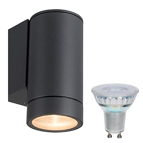proventa® WallTube Außenwandleuchte anthrazit IP44 inkl. Leuchtmittel warmweiß von Proventa
