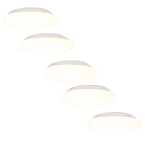 proventa LED-Deckenleuchte Ø 27cm Sparset mit 5 Stück spritzwassergeschützt für Bad Zone 2 und 3 geeignet neutralweiß 4.000K 12W 1.100 Lumen von Proventa
