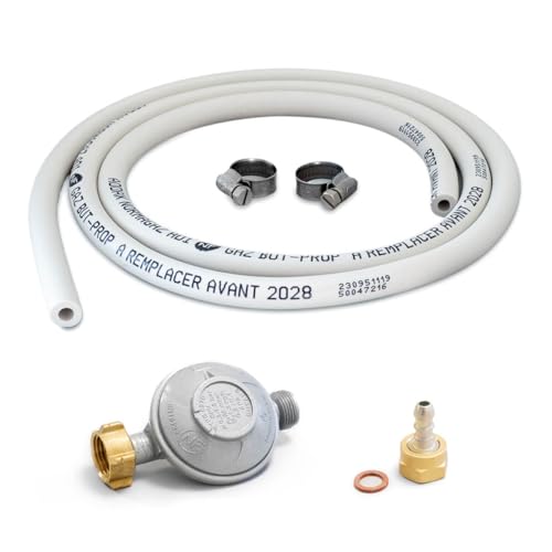 PROWELTEK Komplettes Gasanschluss-Set für Gaskocher Flexibler Schlauch Ø 6 x 12 L: 1,50 m + Nippeldüse + Butanregler 28 mbar PROWELTEK Komplettes Gasanschluss-Set für Gaskocher Flexibler Schlauch Ø 6 x 12 L: 1,50 m + Nippeldüse + Butanregler 28 mbar von Proweltek