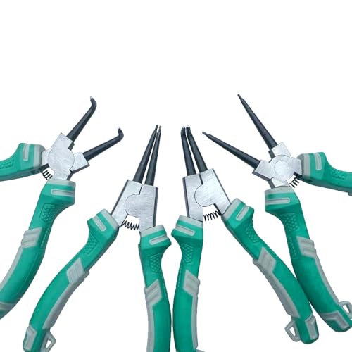 Prowin Sprengringzangen-Set, 17,8 cm (7 Zoll), Innen-/Außen-Sicherungsringzange mit gerade/gebogenen Backen, CR-V-Stahl, C-Clip-Haltewerkzeug, inklusive Aufbewahrungstasche von Prowin