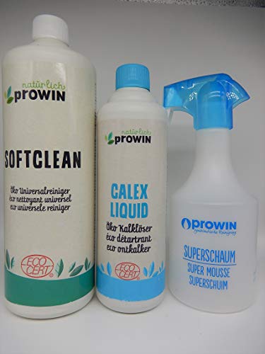 proWIN Set -Power Kalklöser 500ml + Softclean 1L + Superschaumflasche von Prowin