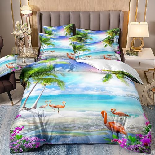Proxiceen Bettwäsche 135x200cm Bunt Flamingo Thema Kinder Mädchen 3 Teilig Bettwäsche Set Mikrofaser Colorful Modern Bettbezug und Kissenbezug 80x80cm von Proxiceen