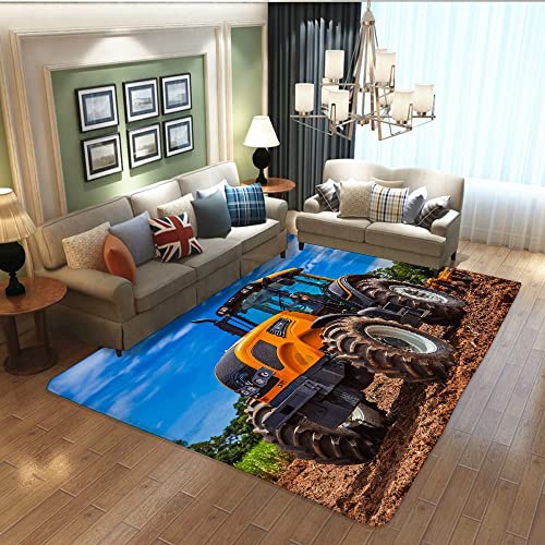 Proxiceen Teppich Traktor Muster Wohnzimmer Schlafzimmer Teppich Anime/Cartoon Yogamatte/Kinderzimmer Teppich (A1,100 x 160 cm) von Proxiceen