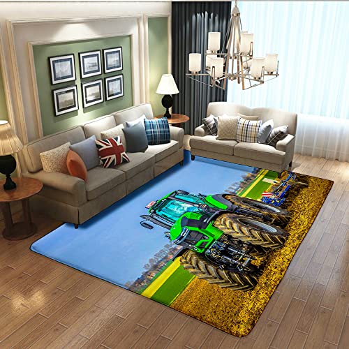Proxiceen Teppich Traktor Muster Wohnzimmer Schlafzimmer Teppich Anime/Cartoon Yogamatte/Kinderzimmer Teppich (A3,120 x 160 cm) von Proxiceen