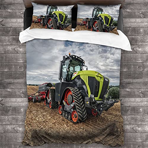 Proxiceen Traktor Bettwäsche Set, Farm Machine Boy Bettbezug Und Kissenbezug, Jugendzimmer Bettwäsche, Pflegeleicht Bettwäsche (A2,135x200cm + 2*80x80cm) von Proxiceen