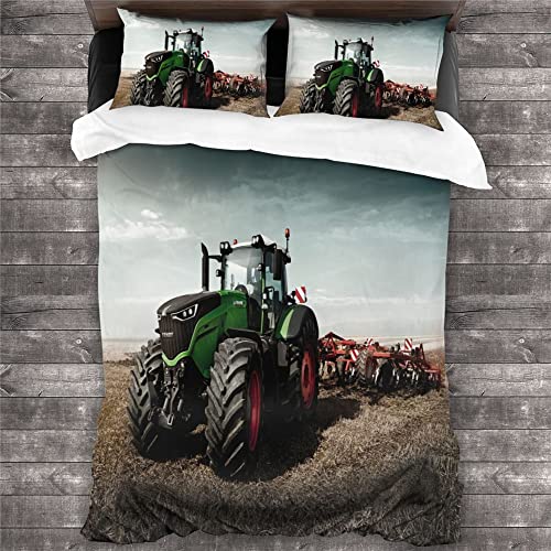 Proxiceen Traktor Bettwäsche Set, Farm Machine Boy Bettbezug Und Kissenbezug, Jugendzimmer Bettwäsche, Pflegeleicht Bettwäsche (A6,135x200cm + 2*80x80cm) von Proxiceen