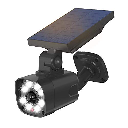 Proxinova Kamera Attrappe Außenbereich, Dummy Kamera Außen Mit Solar Panel, LED Strahler, PIR Solar Fake Kamera, Nachhaltige Beleuchtung, LED Glühbirnen, IP65 Wasserdicht von Proxinova