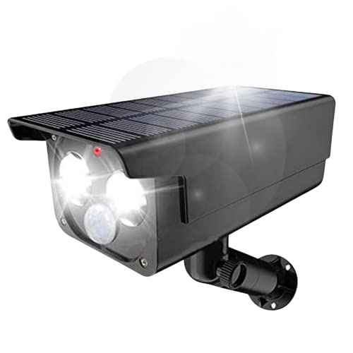 Proxinova Kamera Attrappe Außenbereich, Dummy Kamera Außen Mit Solar Panel, LED Strahler, PIR Solar Fake Kamera, Nachhaltige Beleuchtung, LED Glühbirnen, IP65 Wasserdicht von Proxinova