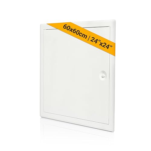 Proxinova Revisionstür Stahlblech weiß 600x600mm für Außen und Innen | Zugangsplatte aus Metall für Revisionsöffnung | Revisionsklappe | Sicherungskastendeckel verdeckt Drähte, Meter und Rohre von Proxinova