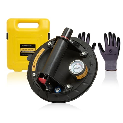 Proxinova Saugnäpfe, Sicherheitsmanometer, Glassauger, Hochleistungsvakuum, Saugpads, 8 Zoll, für Fliesen, Marmor und Fenster, Tragkraft 100 kg von Proxinova