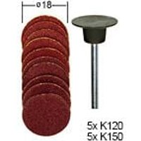 Schleifscheiben ø 18 mm, je 5 Stück Korn 120 + 150, mit Gummiteller - 28982 - Proxxon von Proxxon