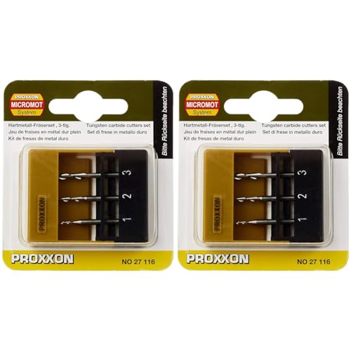 PROXXON 27116 Vollhartmetall - Schaftfräser - Satz, 3 - teiliger Satz (Packung mit 2) von Proxxon