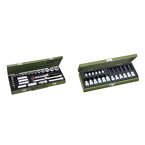 PROXXON Steckschlüsselsatz, Für die kraftvolle Mechanik, 29-teiliges Werkzeug-Set & Spezialsatz für Innensechskantschrauben, Für 1/4" und 1/2"-Vierkantantrieb, 18-teiliges Werkzeug-Set von Proxxon
