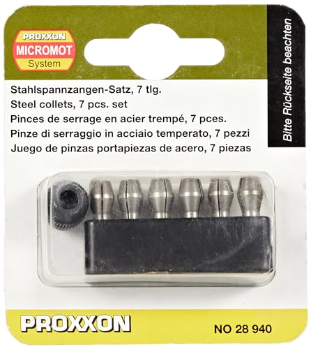 Proxxon 28940 MICROMOT-Stahlspannzangen, 6 Stück, schwarz/silberfarben von PROXXON
