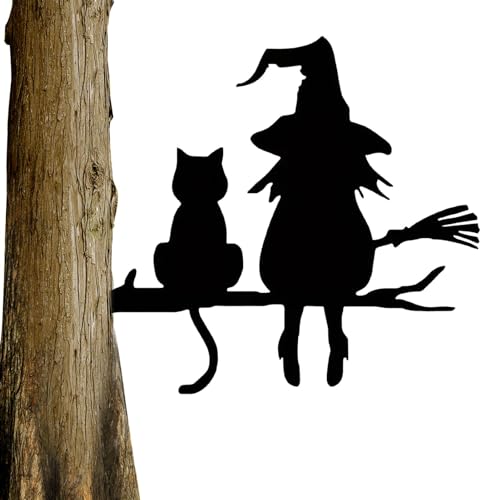Halloween Rost Gartenstecker Gartendeko Metall Hexe Boo Raben Grabstein Edelrost Hexe Beetstecker/Gartenstecker-einsteckbare Rostdeko von Proypiax