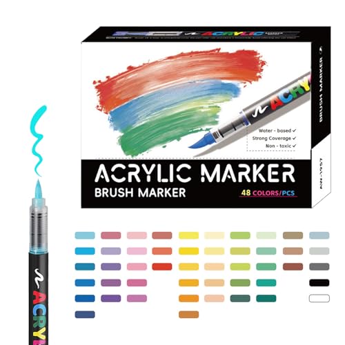 Proypiax Acryl Paint Marker - Kunstmarker Mit Pinselspitze - Ausblutsicheres Kunsthandwerk Set Für Stein Stoff Holz Glas Keramik Oberflächen Proypiax Acryl Paint Marker - Kunstmarker Mit Pinselspitze - Ausblutsicheres Kunsthandwerk Set Für Stein Stoff Holz Glas Keramik Oberflächen von Proypiax