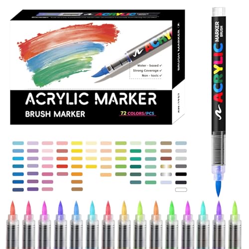 Proypiax Acrylmarker | Kunstmarker Mit Pinselspitze | Ausblutsicheres Kunsthandwerk Set Für Stein Stoff Holz Glas Keramik Oberflächen von Proypiax