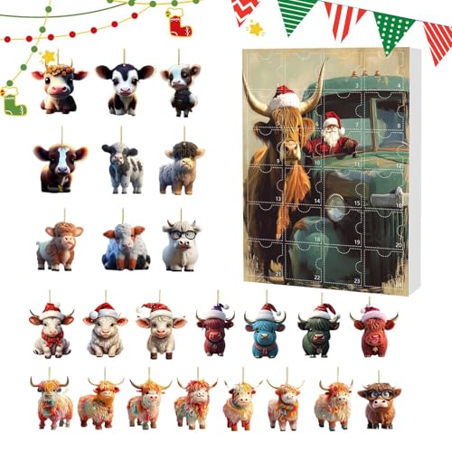 Proypiax Adventskalender Countdown Hochlandrind | Weihnachts 24 Tage Kuhschmuck Countdown Kalender - 2D Acryl Tieranhänger Für Kinder Und Erwachsene Als Partygeschenk Baumdekoration Auto Rückspiegel Proypiax Adventskalender Countdown Hochlandrind | Weihnachts 24 Tage Kuhschmuck Countdown Kalender - 2D Acryl Tieranhänger Für Kinder Und Erwachsene Als Partygeschenk Baumdekoration Auto Rückspiegel von Proypiax