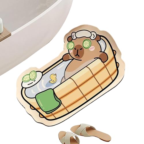 Proypiax Die Duschmatte,Capybara Design Niedliche Badematte - Saugfähiger Schnelltrocknender Badezimmerteppich Duschzubehör Wohndekoration für Küche Badewanne Toilette und Dusche von Proypiax