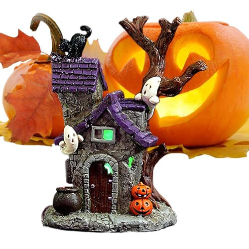 Proypiax Halloween Geisterhaus, Leuchtende Resin Dorfstatue, Kunstharz Geister Tischfigur Für Garage Kamin Bad Schlafzimmer Proypiax Halloween Geisterhaus, Leuchtende Resin Dorfstatue, Kunstharz Geister Tischfigur Für Garage Kamin Bad Schlafzimmer von Proypiax