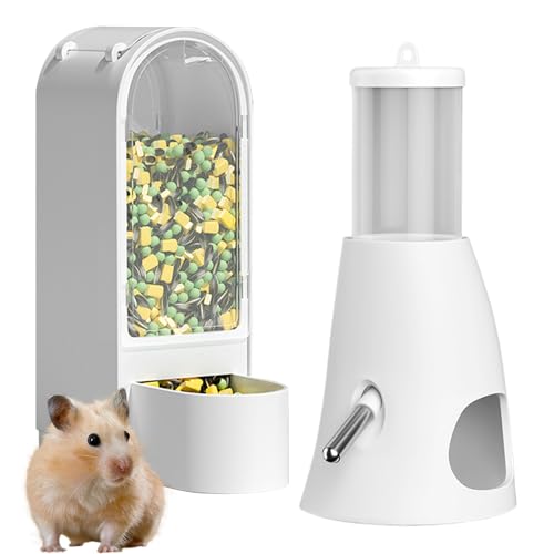 Proypiax Hamster Trinkflasche | Automatische Tränkflasche Mit Tropfenstopp | Käfigzubehör Mit Futternapf Und Trinkschale Für Mäuse Chinchillas Kaninchen Igel von Proypiax