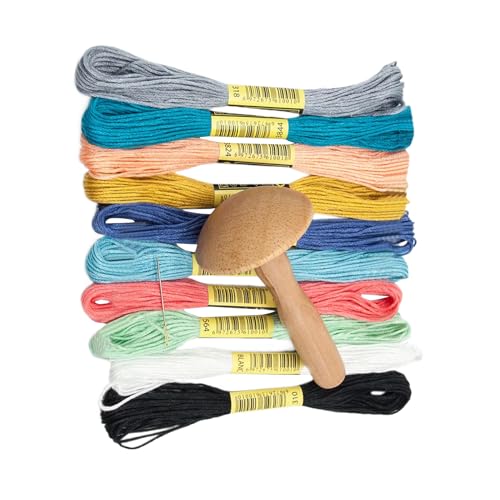 Proypiax Holz Stopfpilz, Holz Stopfset Mit Garn, Handgefertigtes Reparaturwerkzeug Für Kleidung Socken Hüte Familie Freunde Zuhause Reisen von Proypiax