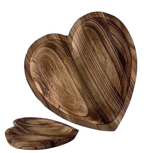 Proypiax Holz Tablett - Deko-Tabletts Aus Holz - Herzförmiges Handgeschnitztes Naturholz Tablett Als Obstschale & Brotkorb Für Küche & Servierplatte Mit Dekorativer Präsentationsfunktion von Proypiax