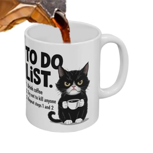 Proypiax Katze Kaffeebecher | Keramische To-Do-Liste Katzen Trinkbecher | Wiederverwendbar Isolierbecher Heiß & Kalt von Proypiax