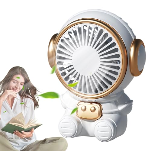Proypiax Mini Ventilator,Niedlicher Astronaut Ventilator Mit Kühltechnik | USB-Aufladbarer Tragbarer Tischventilator Für Camping Garten Schule Fitnessraum von Proypiax
