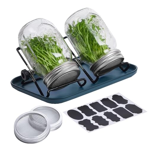 Proypiax Sprossenglas Keimglas Set Sprossenglas Keimglas,Sprouting Jar Set,Komplettes Keimglas Set Mit Ständer Sprossenglas Brokkoli Keimglas Für Sprossen von Proypiax
