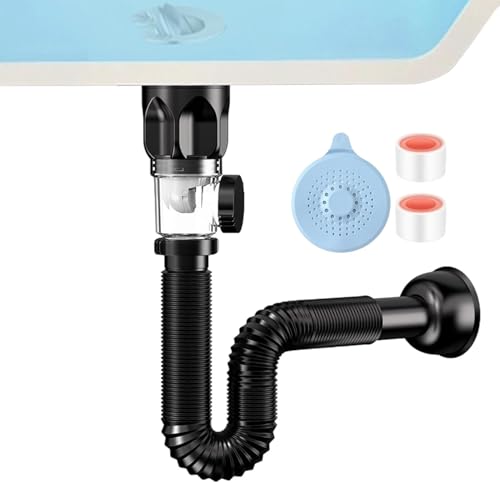 Proypiax Spülbecken-Abflussrohr-Sets, Küchenspüle-Abflussrohr - Verstopfungssicheres P-Siphon-Rohr für den Waschbeckenabfluss | Erweiterbares Waschbecken-Abflussrohr, Küchenspüle-Abflussset, von Proypiax