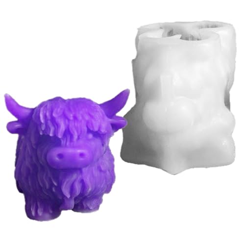 Proypiax Tier Silikonformen - 3D Silikonformen - Schottisches Hochlandrind Designform Für Wachs Kuchen Lebensmittel Süßigkeiten Backen Kerze Schokolade Snacks von Proypiax