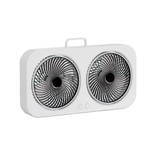 Proypiax Tischventilator,Kompakter Doppelkopf-Personallüfter Mit Persönlicher Kühlfunktion | Leiser USB-Aufladbarer Aufhängbarer Ventilator Für Studentenzimmer Fitnessraum Nachttisch Kinderzimmer von Proypiax