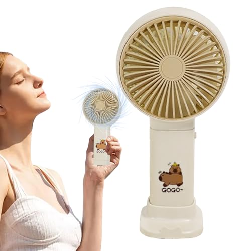 Proypiax Tragbarer Handventilator - Niedliches Capybara Design Persönlicher Tragbarer Ventilator,USB-Aufladbarer Leistungsstarker Luftkühler, Kompakt & Leicht Für Unterwegs, Innen- Und Außenbereich von Proypiax