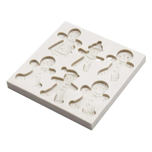 Proypiax Weihnachts-Fondant-Formen | Niedlicher Lebkuchenmann Kunsthandwerk Epoxidharzform - Niedliche Lebkuchenmann-Weihnachtsdekorations-Fondantform mit 6 Mulden zum Dekorieren von Kuchen und von Proypiax