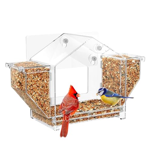 Proypiax Wildvogelfutterstelle | Transparente Acryl-Fensterfutterstation Mit Sichtfenster | Praktischer Futterbehälter für Papageien und Spatzen von Proypiax