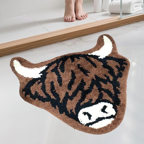 Prozebii Niedliche Highland Cow Badematte, Schottische Langhorn-Rinder Kuscheliges Badezimmer Schlafzimmer Toilette Anti-Rutsch Duschmatte Farmhaus Ästhetik Fußmatte Waschbar 70 x 65cm Prozebii Niedliche Highland Cow Badematte, Schottische Langhorn-Rinder Kuscheliges Badezimmer Schlafzimmer Toilette Anti-Rutsch Duschmatte Farmhaus Ästhetik Fußmatte Waschbar 70 x 65cm von Prozebii
